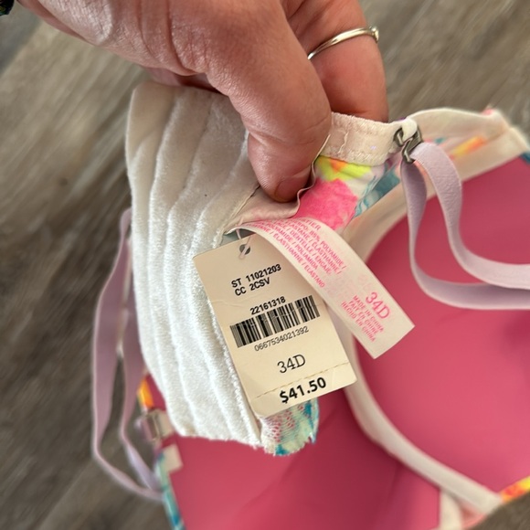 NWT Victorias Secret PINK neon multicolor floral rose bustier bra lace 34D - Picture 5 of 7